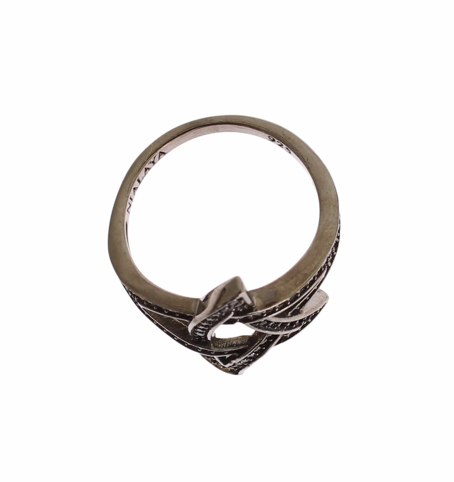 Nialaya Black CZ Rhodium 925 Silver Womens Ring - Fizigo